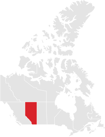 Map of Canada highlighting Alberta