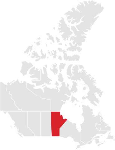 Map of Canada highlighting Manitoba