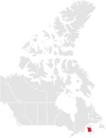 Map of Canada highlighting New Brunswick
