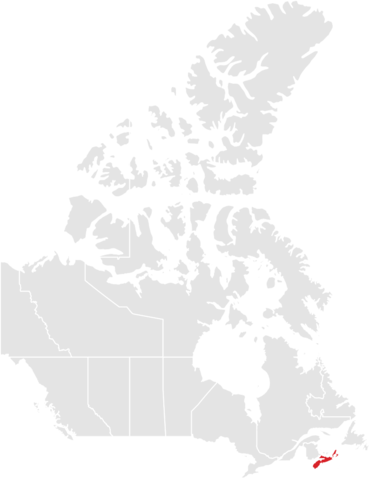 Map of Canada highlighting Nova Scotia