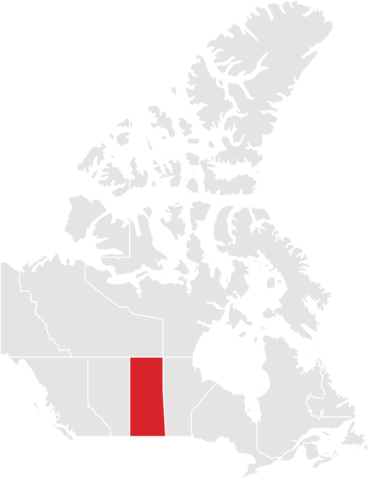 Map of Canada highlighting Saskatchewan