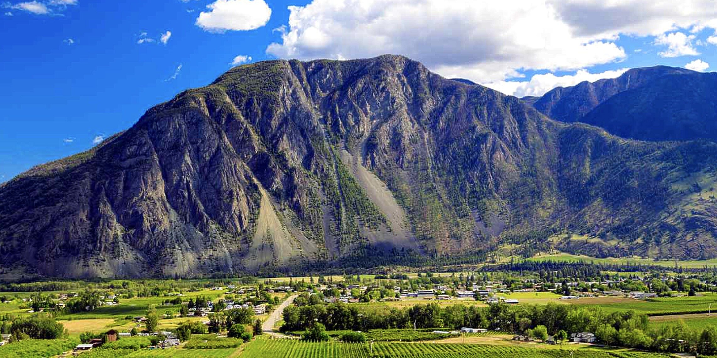 Mountain valley farmland in rural Canada