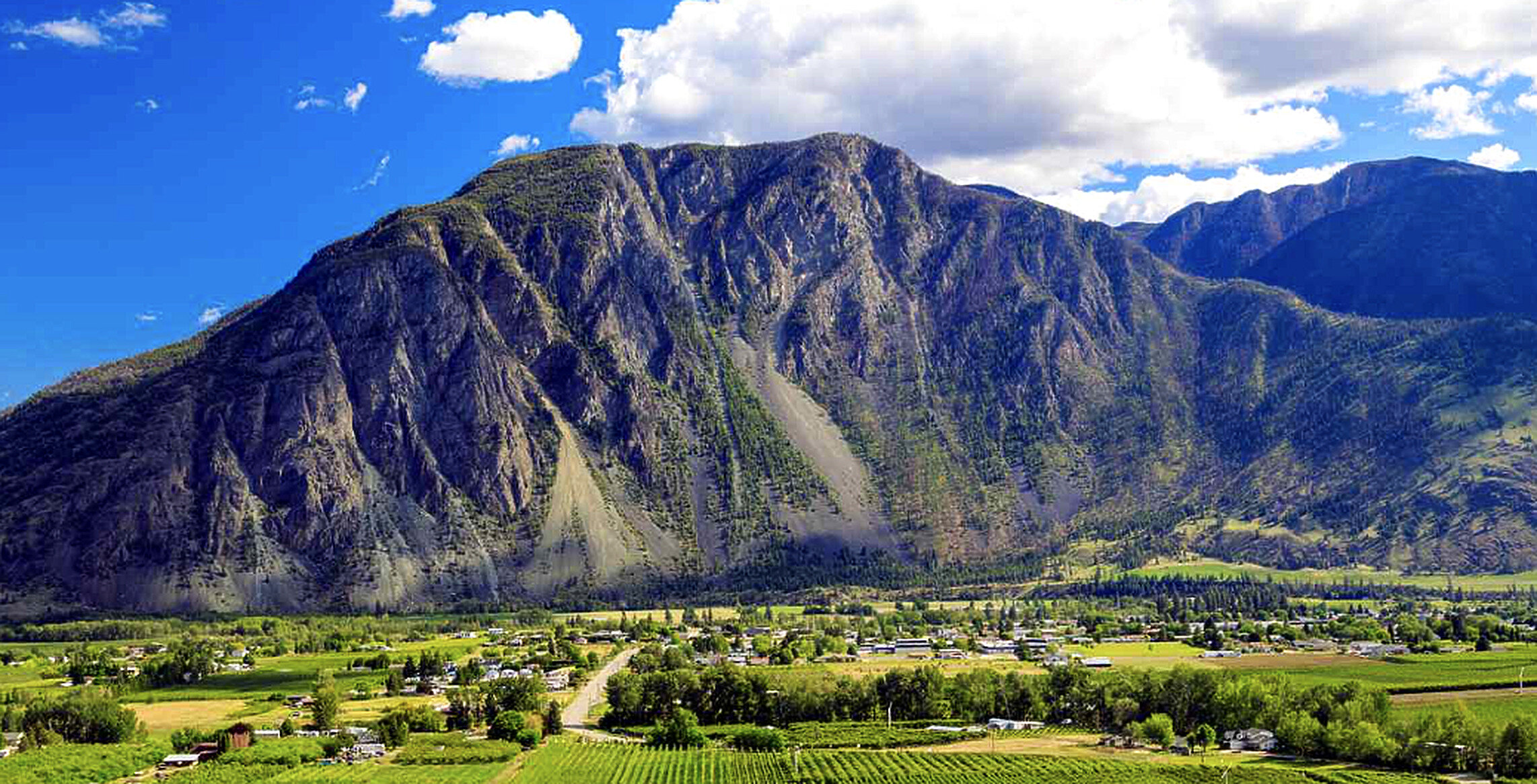 Vineyards and orchards above Okanagan Lake in British Columbia