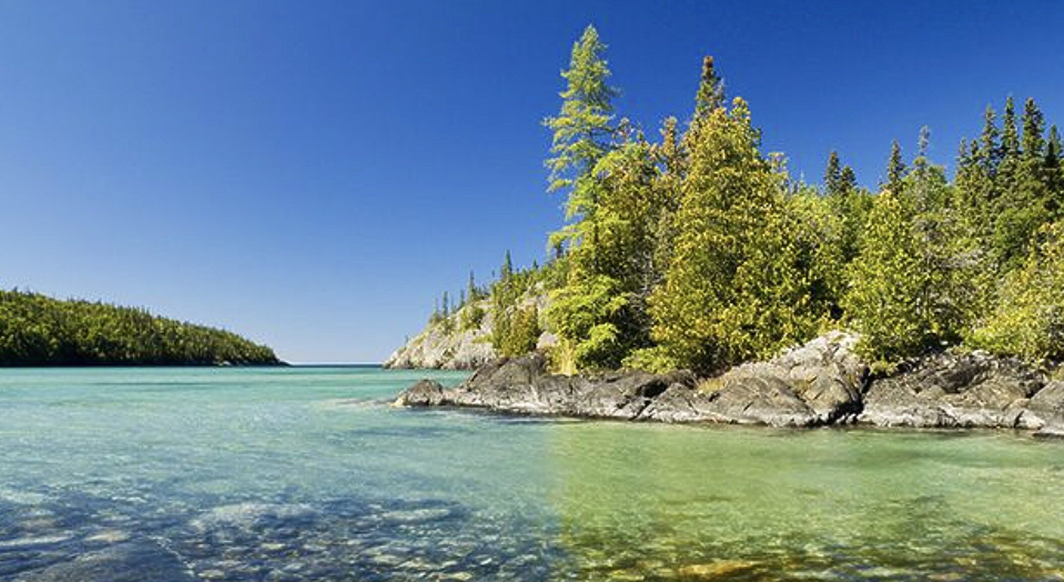 Rocky lakeshore on undeveloped Canadian land