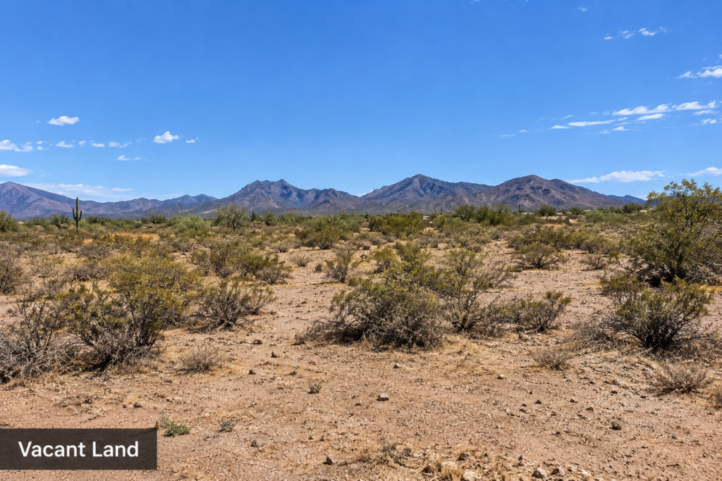 Vacant land for sale in Arizona with desert acreage and mountain views