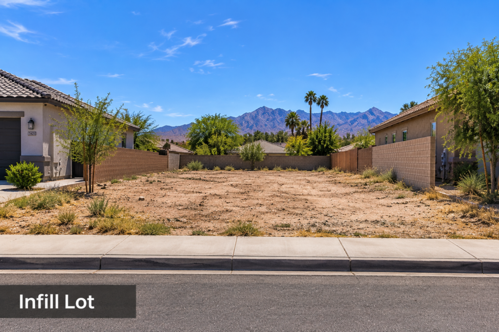 Residential infill lot in Arizona surrounded by homes and utilities