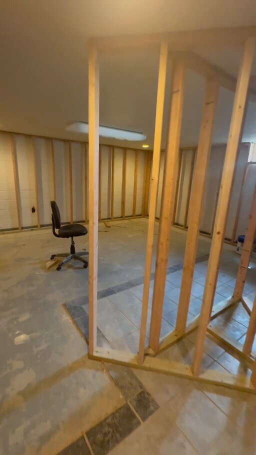 Framing during renovation at 1215 Milltown Road