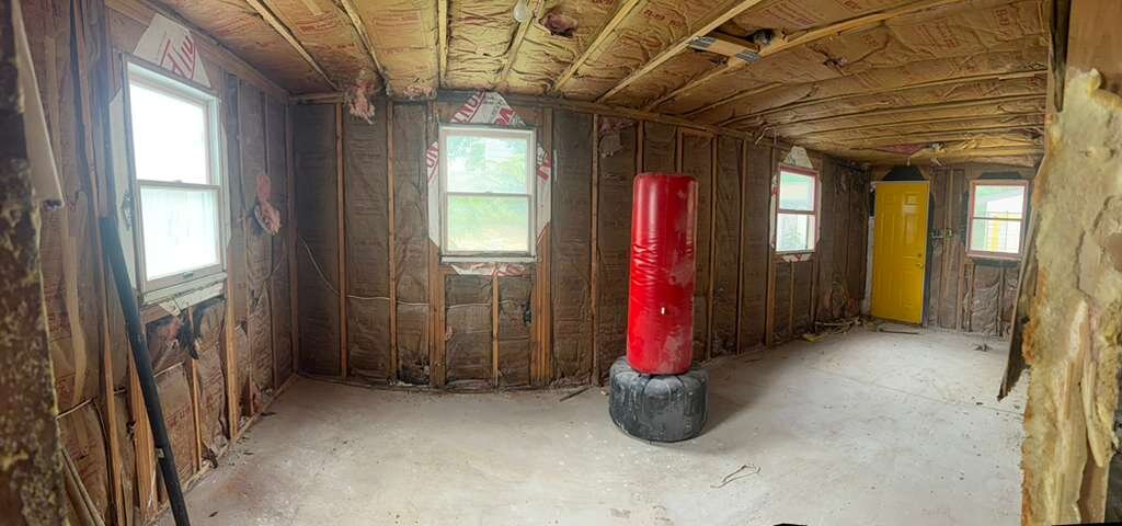 Open front room during renovation at Winder Road home in New Castle