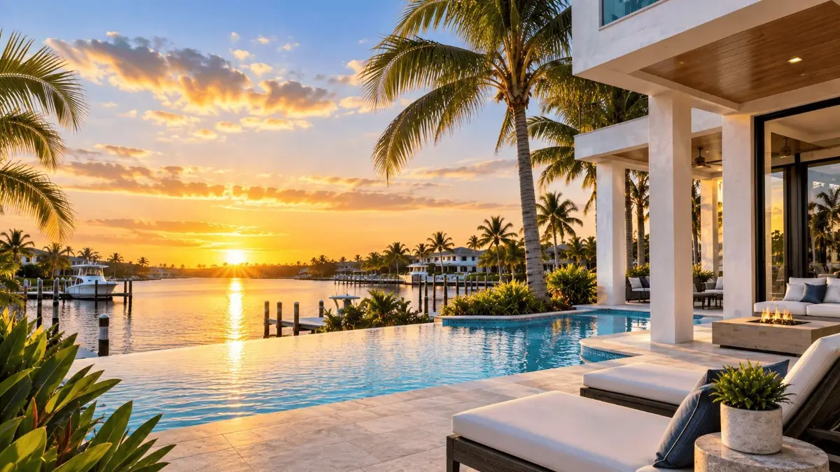 Waterfront home in Southwest Florida at sunset