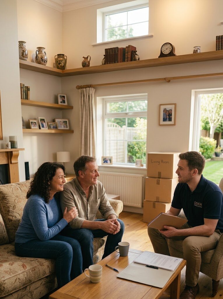 Homeowner discussing flexible home selling options with a real estate buyer