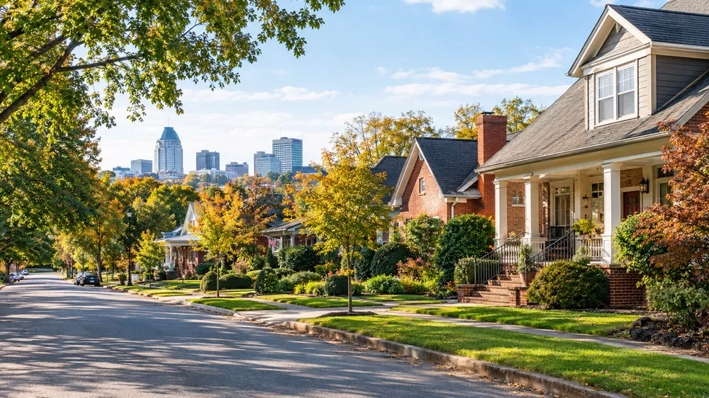 Winston-Salem North Carolina residential neighborhood in early fall