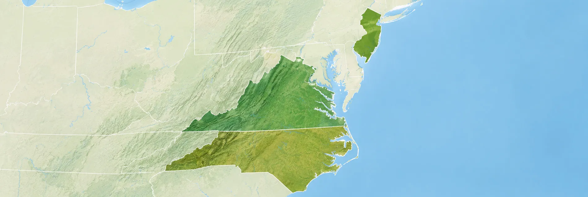 Map showing DSKM Enterprises service areas in North Carolina, Virginia, and New Jersey