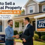 How to sell a rental property with tenants in it – real estate agent and buyer shaking hands in front of tenant-occupied home