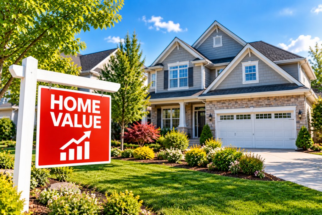 Suburban home representing current property value and housing market conditions