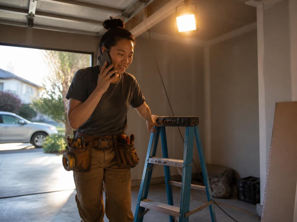 Local electrician answering a new customer call from a paid ad