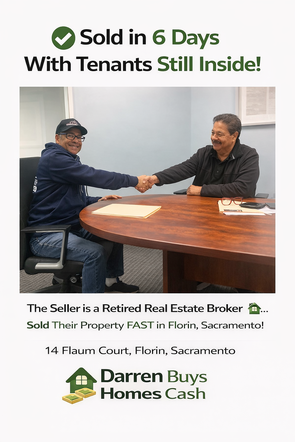 i bought daves florin rental because the tenants stopped paying. i bought it with tenants still living there and closed in 6 days. here we are on closing day