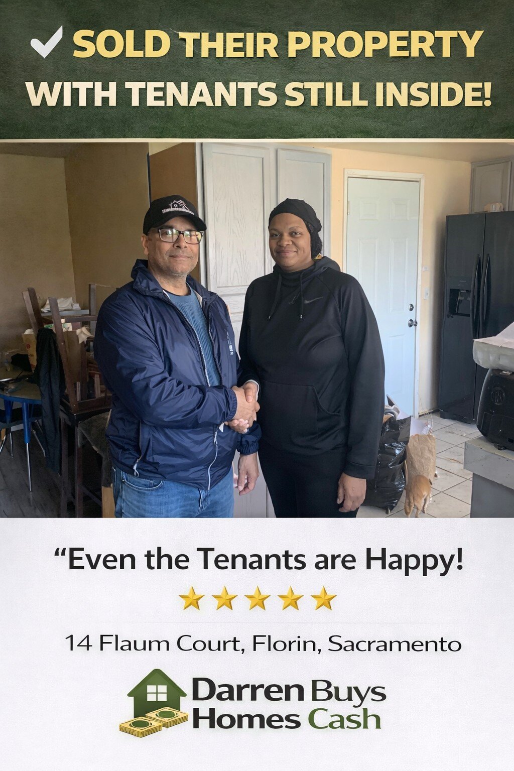 happy tenants on move out day. Darren treat his tenants with respect and dignity