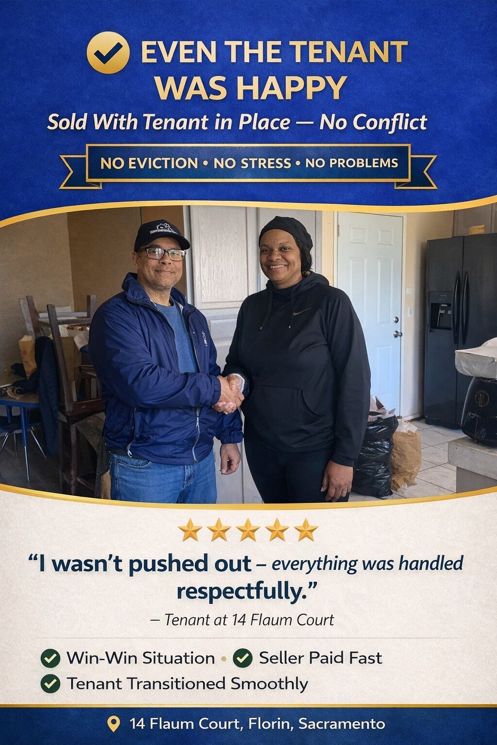 happy tenants on move out day. Darren treat his tenants with respect and dignity