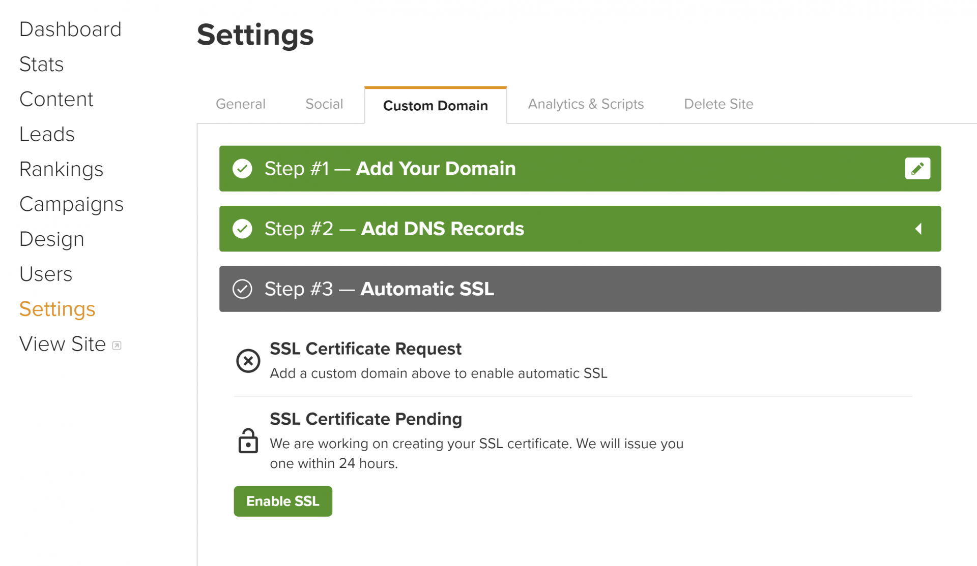 Carrot SSL Settings
