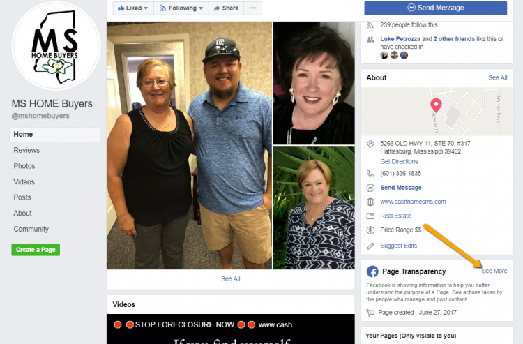 MS Home Buyers real estate FB page