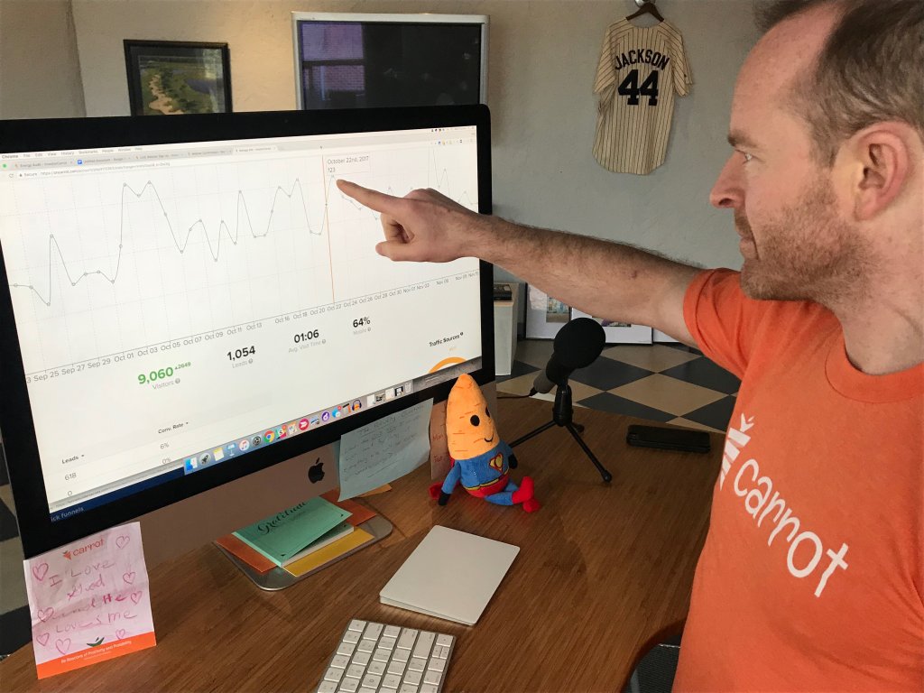 Trevor showing slides for his upcoming webinar